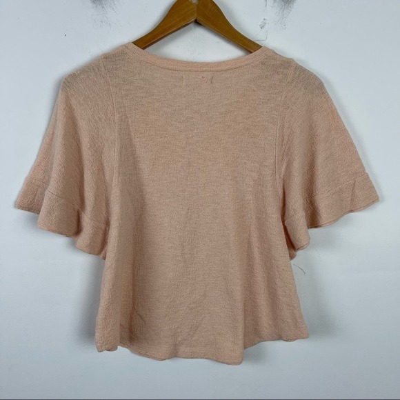 Madewell Texture & Thread Flutter Sleeve Relaxed fit Top Size XS Pink/Peach - Picture 8 of 12